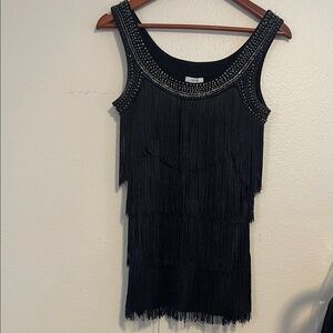 Cache Black Embellished Neckline Party Top